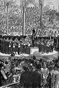 The band of the Grenadier Guards performs in Boston in 1872