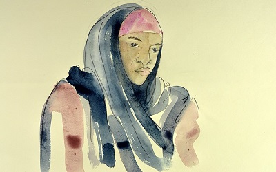 Watercolour image of a female