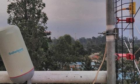 Photograph of technology device branded Safaricom, a listed Kenyan mobile network operator headquartered at Safaricom House in Nairobi, Kenya