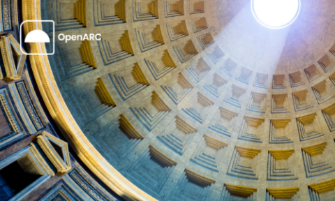 OpenARC logo, dome with sunlight coming through the roof, with text OpenARC on the top left corner