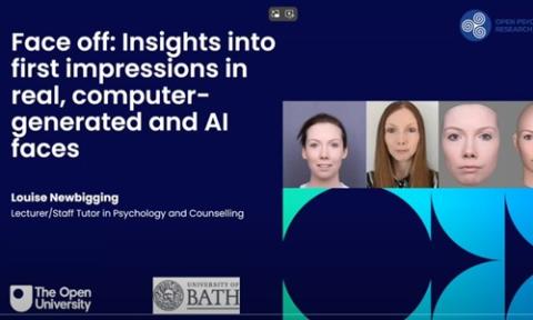 video thumbnail image with text Face off: Insights into first impressions in real, computer-generate and AI faces