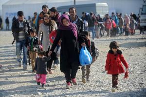 Photo of displaced families in Macedonia