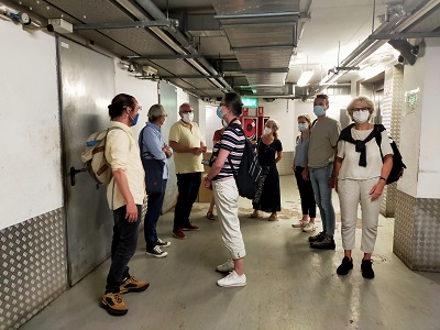 MMP visiting the underground premises of La Boqueria where the storerooms, recycling system and traders' parking lots are located