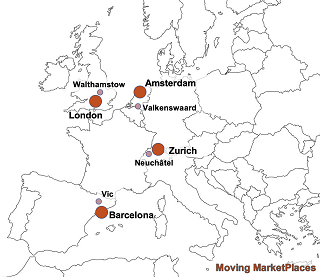 Moving MarketPlaces partners geo-location on a map