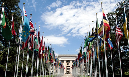 The Allée des Nations in front of the Palace of Nations, Geneva