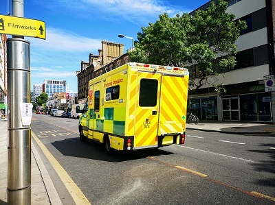 Ambulance on a city street