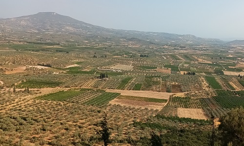 A patchwork of farmland in Peloponnese Greece