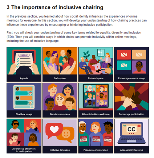 from ‘Are you on mute?’ course, activity on The importance of inclusive chairing