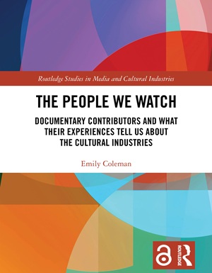 Book cover titled “The People We Watch” by Emily Coleman, featuring abstract colourful shapes
