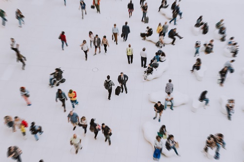 Business people in a public space