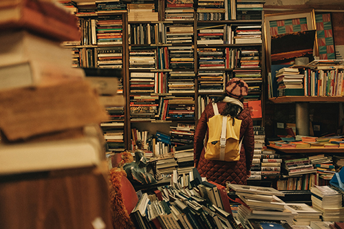 Students in a bookshop