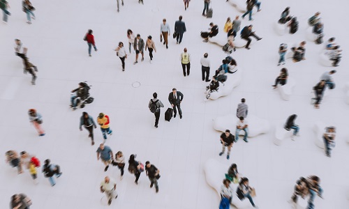 Business people in a public space