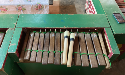 Xylophone with mallets, Yaoundé, Cameroon