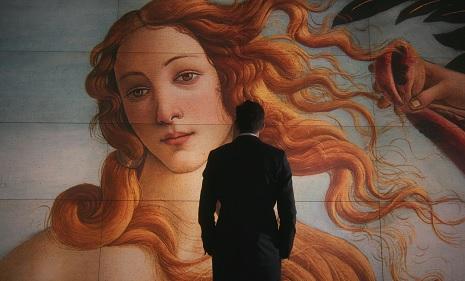 AOI. James Fox in front of a Vermeer image at the Google Image Lab