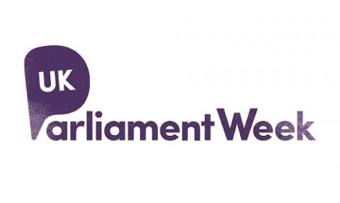 UK Parliament Week logo in purple font
