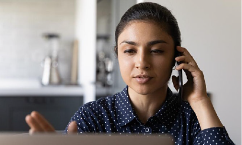 Image of a female counsellor on a call