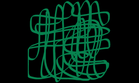 A continuous green line in an abstract pattern against a black background