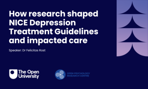 YouTube thumbnail board, with the text 'WATCH: How Research Shaped NICE Depression Treatment Guidelines and Impacted Care'