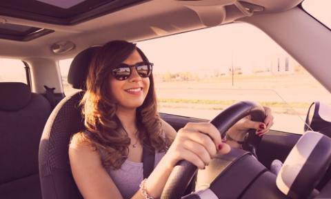 Women in a car driving 